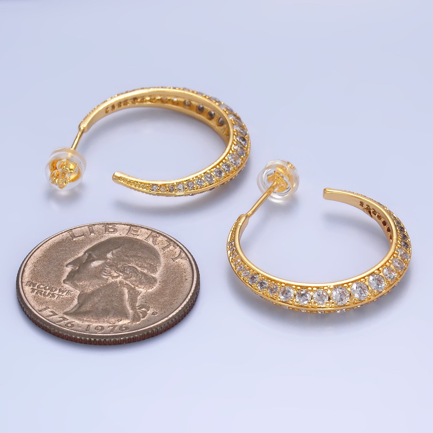Gold Classic Gold CZ Petite Hoops EA-0248