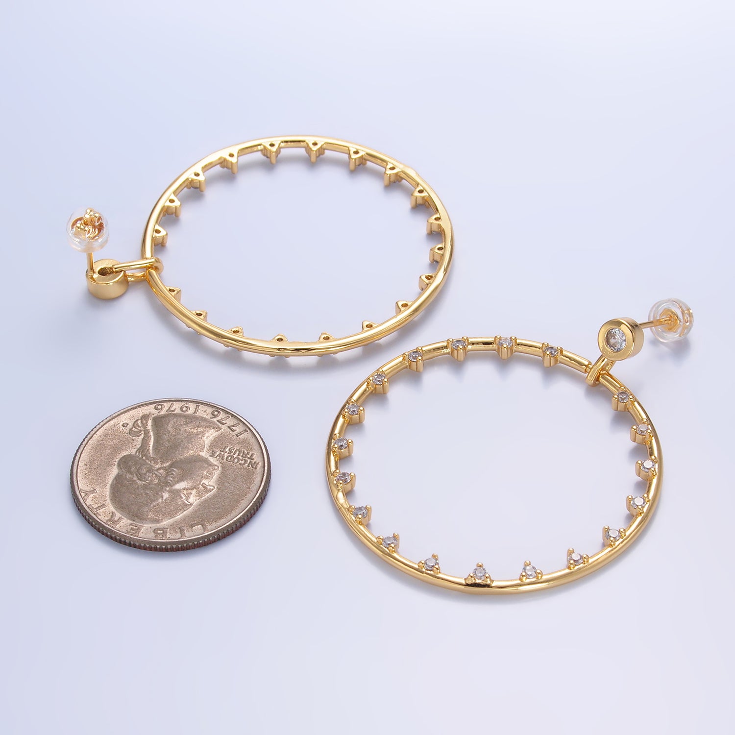 Gold Chic Gold CZ Heart Dangling EA-0121