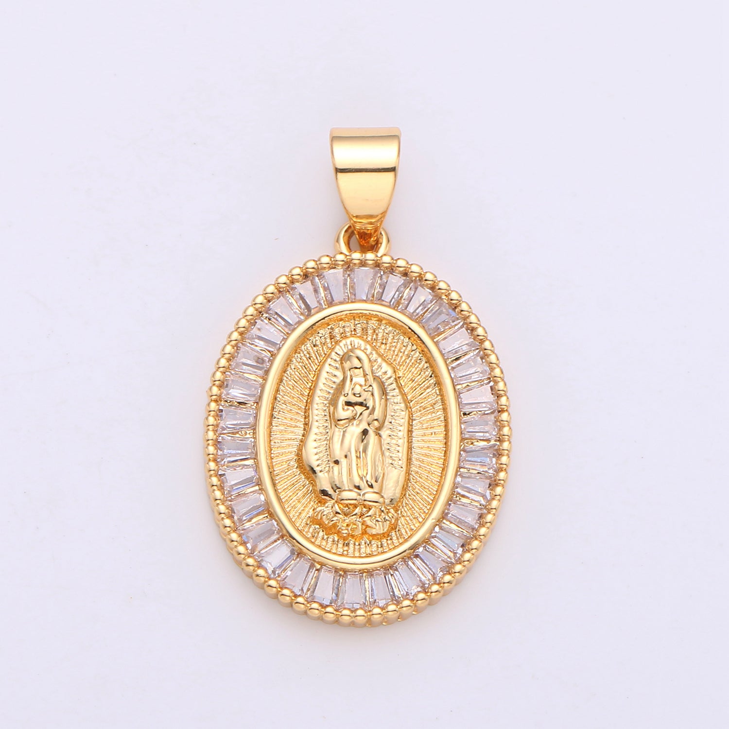 Classic Gold Diamond Baguette Statement Mary Necklace