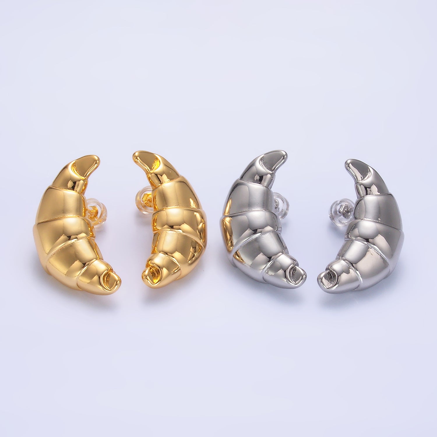 Gold Mini Gold or Silver Croissant Studs EA-0214 EA-0215