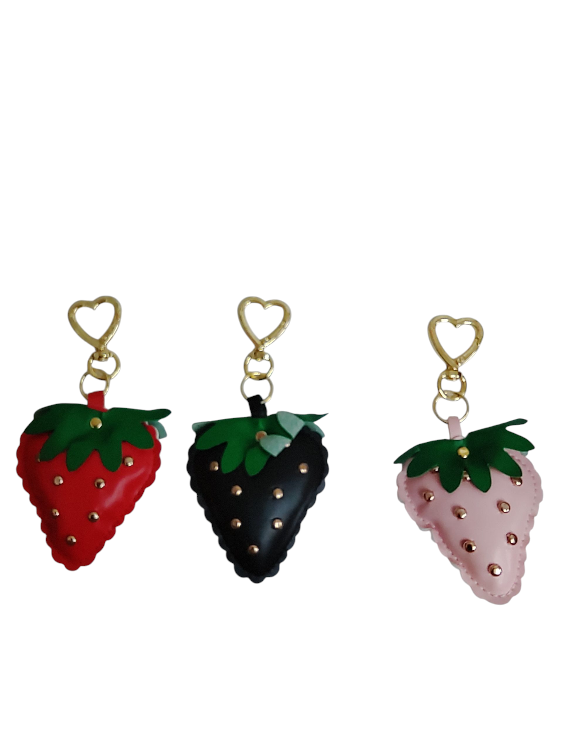 PU Leather Strawberry Gold Studded with Gold Heart Clip BC-2005 BC-2006 BC-2007
