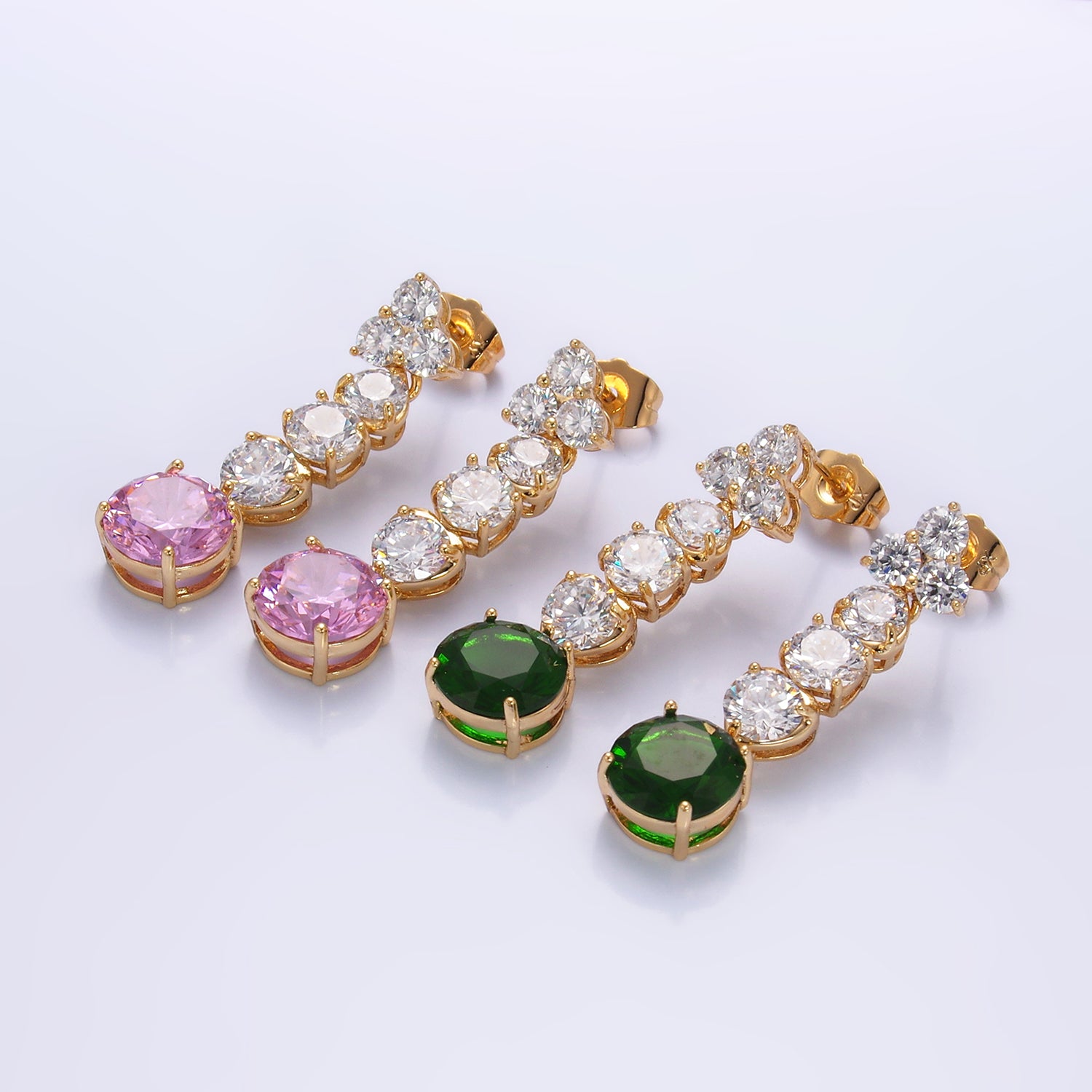 Gold Vintage Gold CZ Statement Dangling Earring-00162 Earring-00163