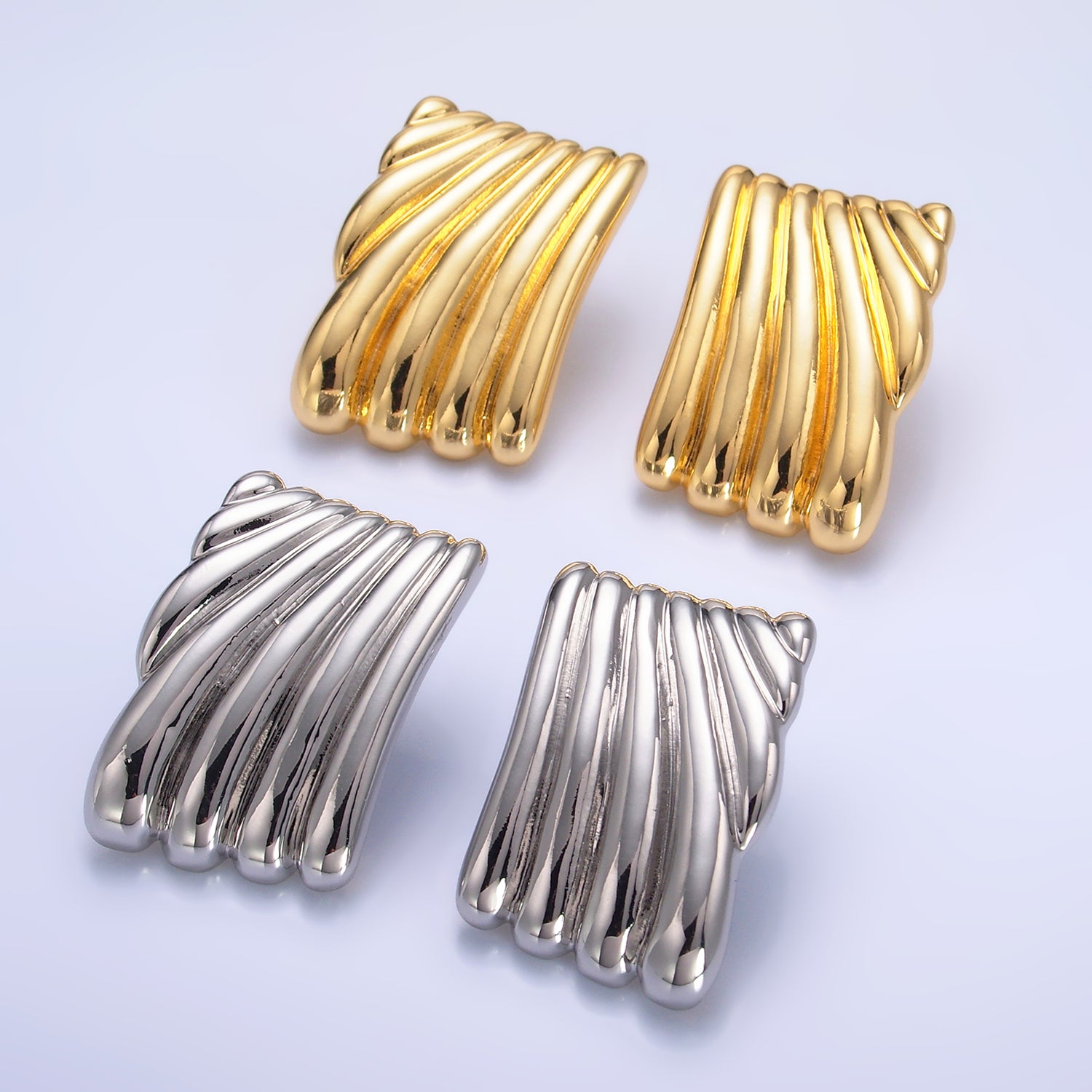 Gold Bold Gold & Silver Statement Studs EA-0240 EA-0241