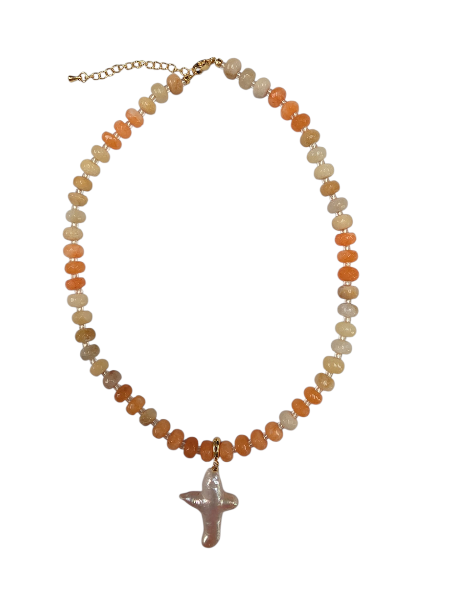 14K Gold Filled Orange Citrine Natural Gemstone necklace NC-SJ0440
