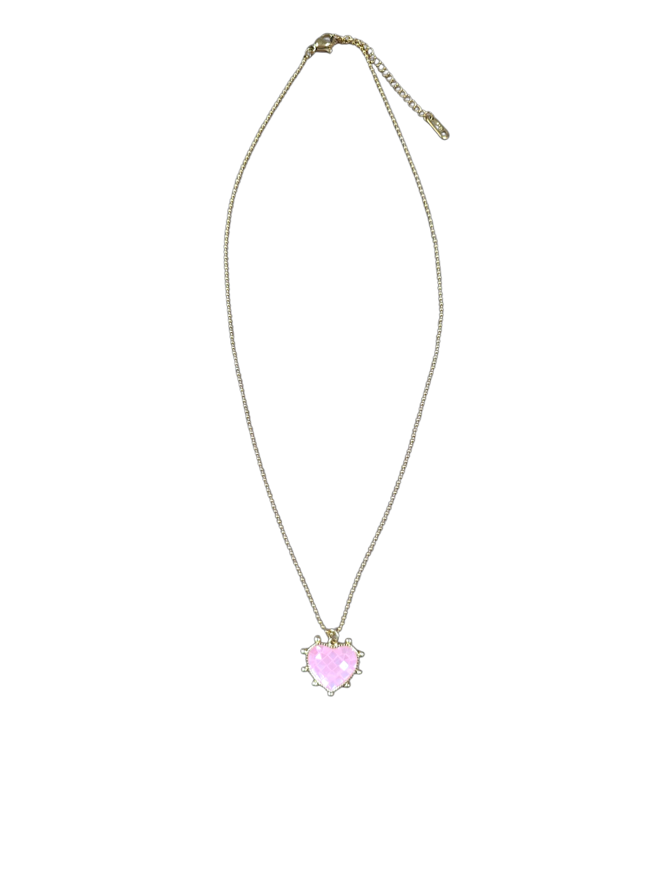 Pink Shell Opal Beaded Heart Bead Chain NC-SJ0393