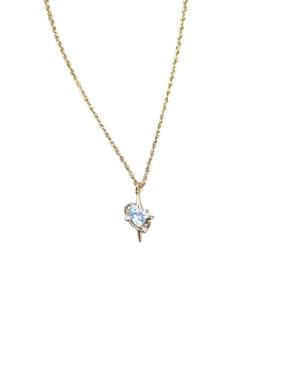 CZ Heart North Star Celestial Dainty Chain NC-SJ0469