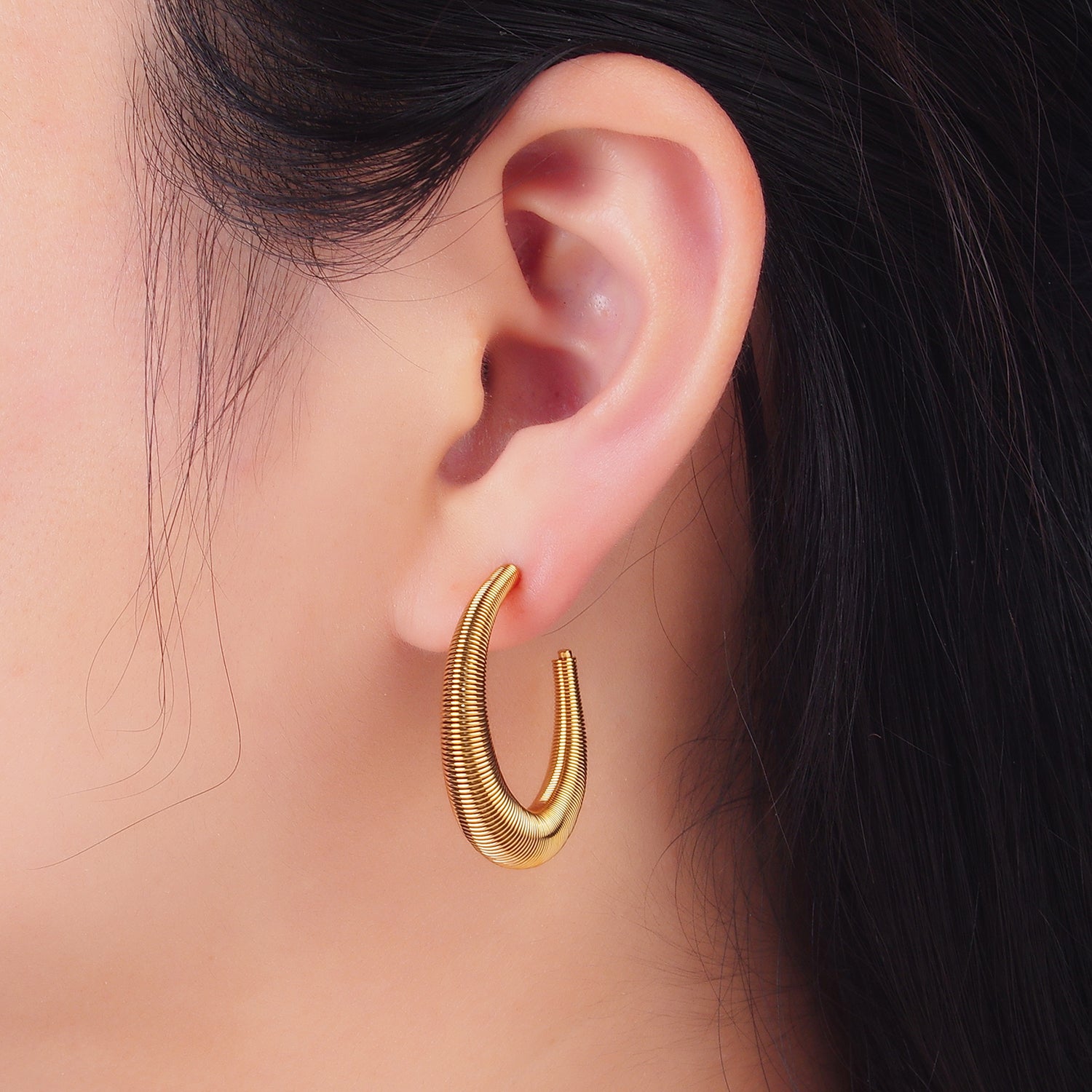 Gold Minimalist Stainless Steel Hoops EA-0123