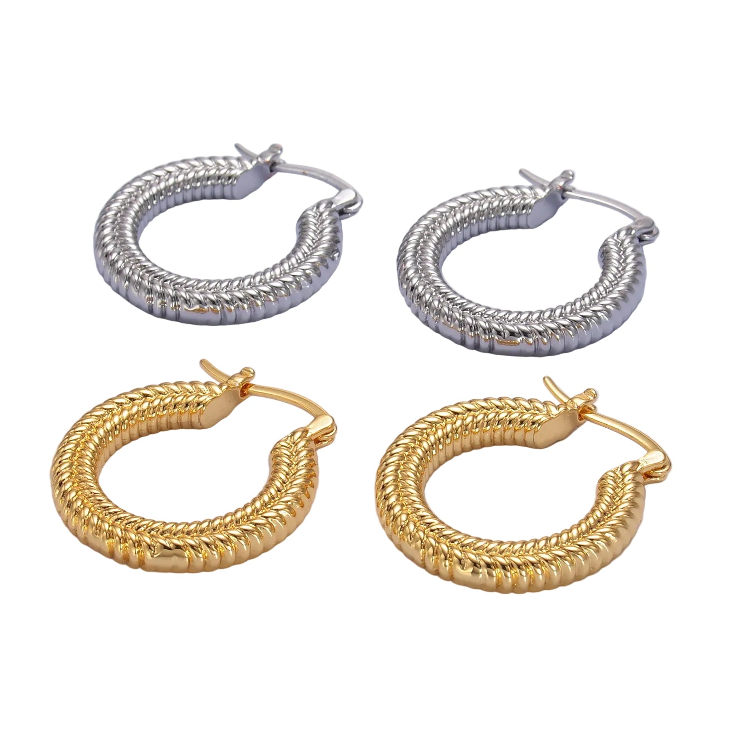Gold Dainty Gold or Silver Braided Hoops EA-0100 EA-0101