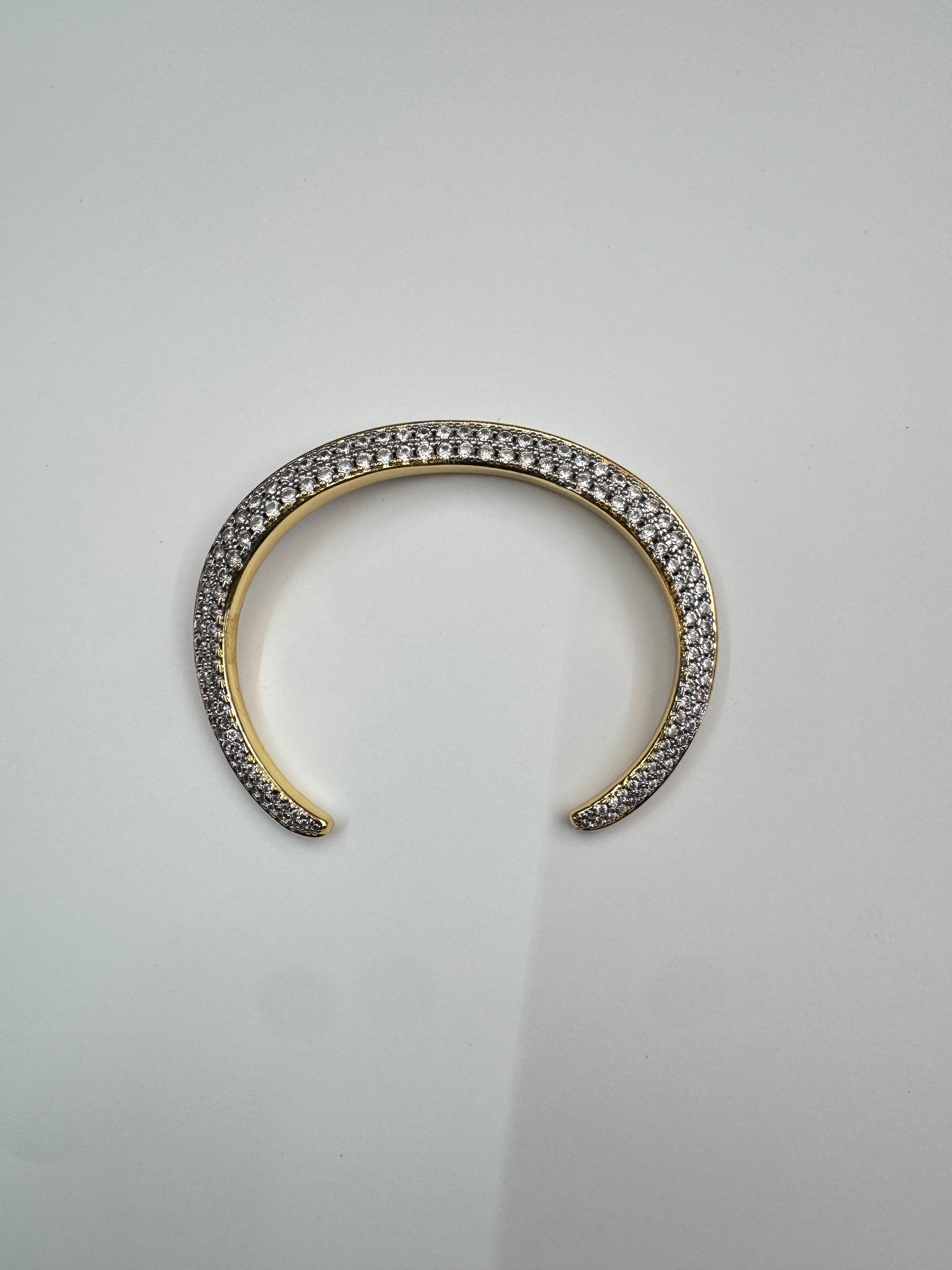 Micro Pave CZ Diamond Adjustable Bangle, Mixed Metal ✦ BR-21WA2744