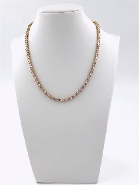 Pink and clear CZ Heart Tennis Chain 16 Inch Necklace NC-21WA2086