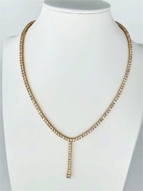 18K Gold Filled Clear CZ Tennis Chain Lariat Necklace NC-21WA3265