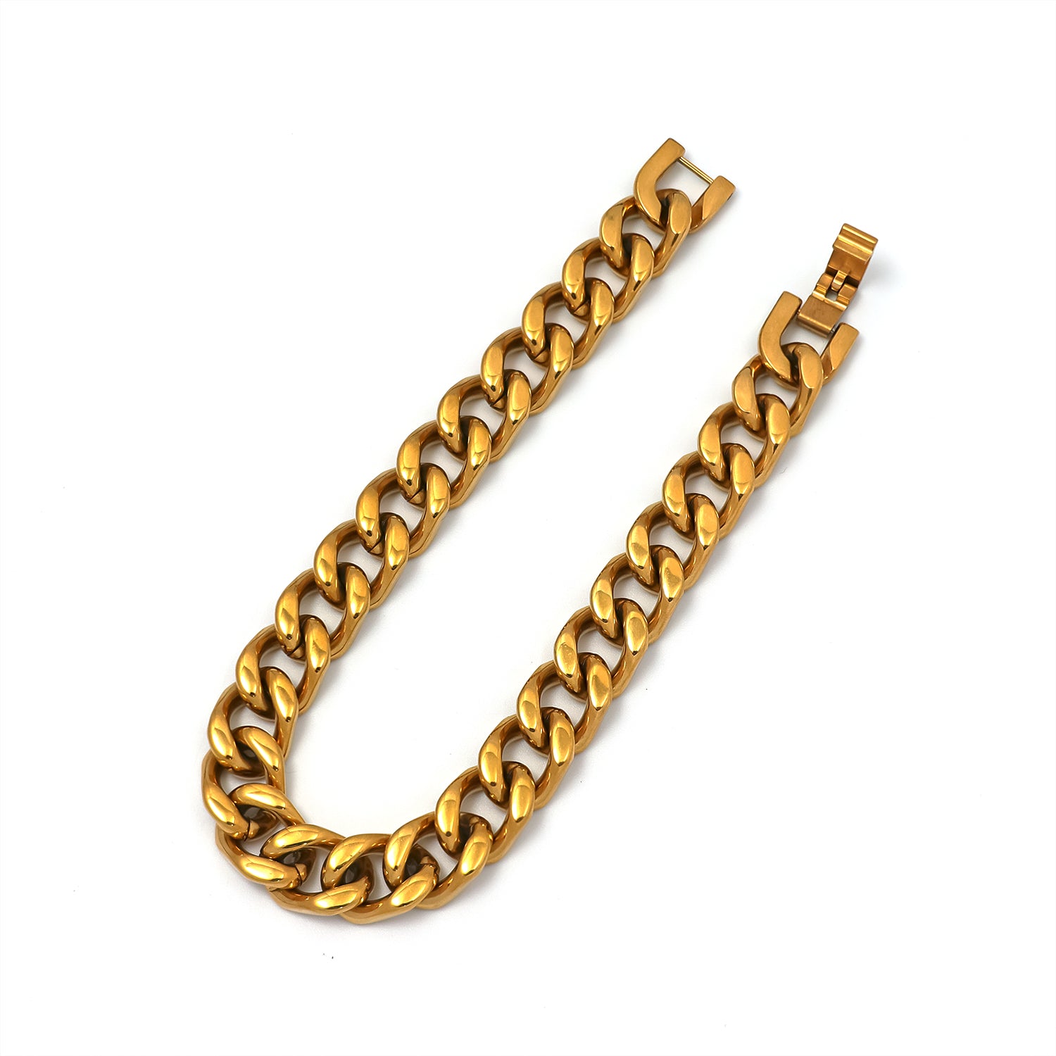 Gold Chunky Stainless Steel Cuban Chain Link Men Bracelet 8.5 inch ✦ BR-0007