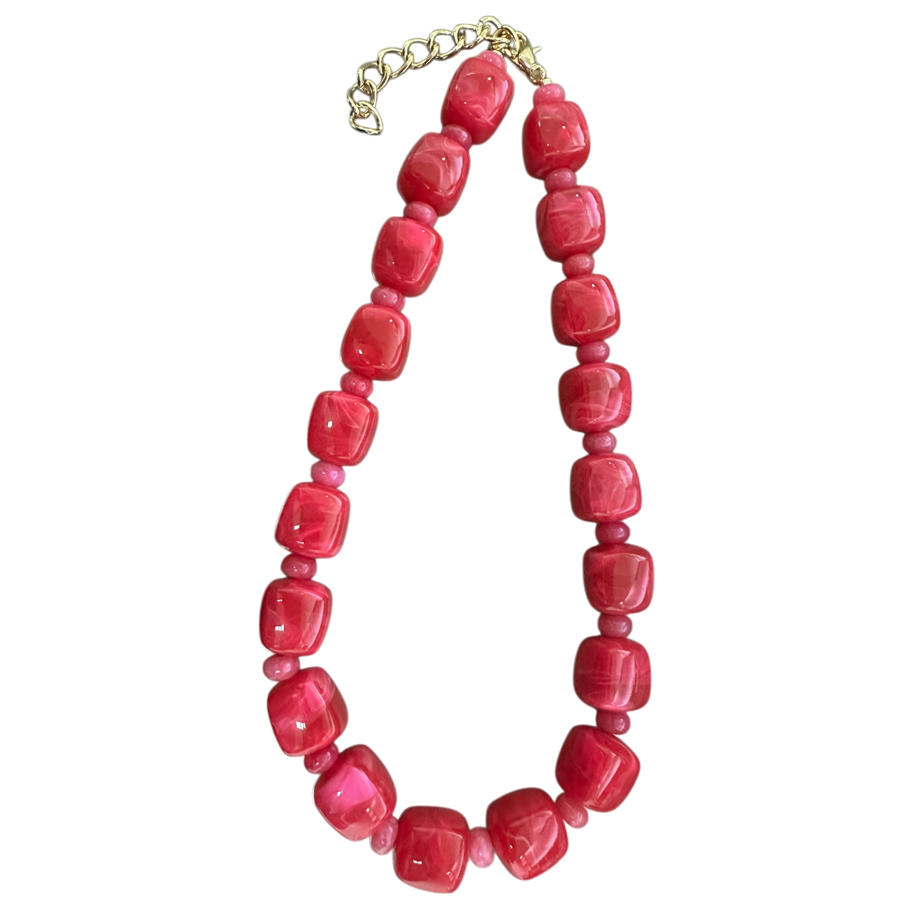 Colored chunky resin beaded necklace