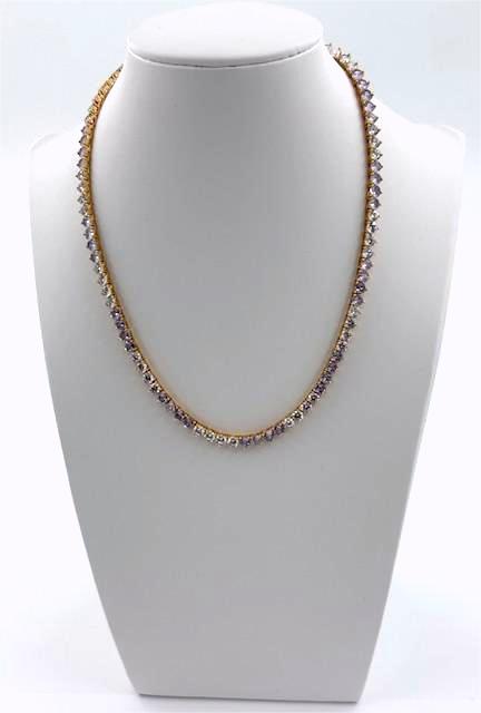 Lavender CZ Three-Prong Tennis Chain 16.5 Inch NC-21WA2058