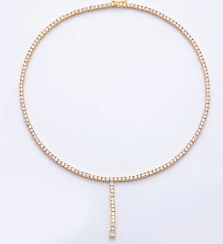 18K Gold Filled Clear CZ Tennis Chain Lariat Necklace NC-21WA3265