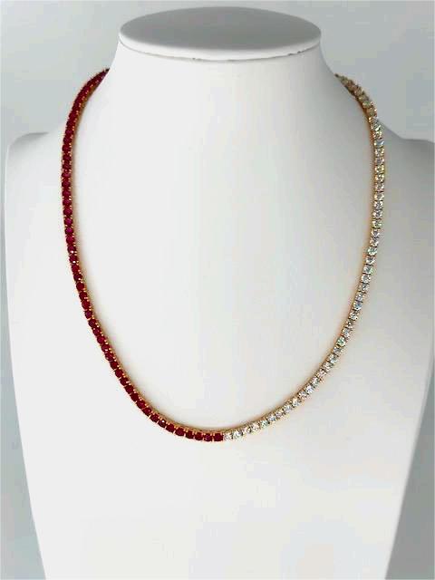 Fuchsia and clear 18K Gold Filled Tennis Chain Necklace NC-21WA3267