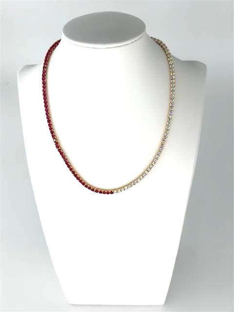 Fuchsia and clear 18K Gold Filled Tennis Chain Necklace NC-21WA3267