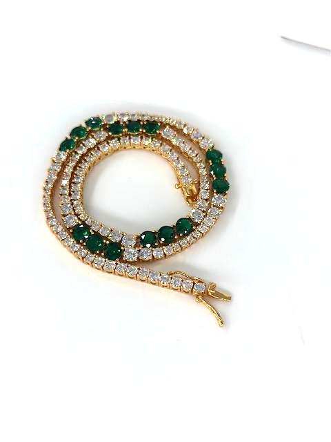 18K Gold Filled Emerald Green Alternate Gradient CZ Tennis Chain 18 Inch Necklace NC-21WA3272