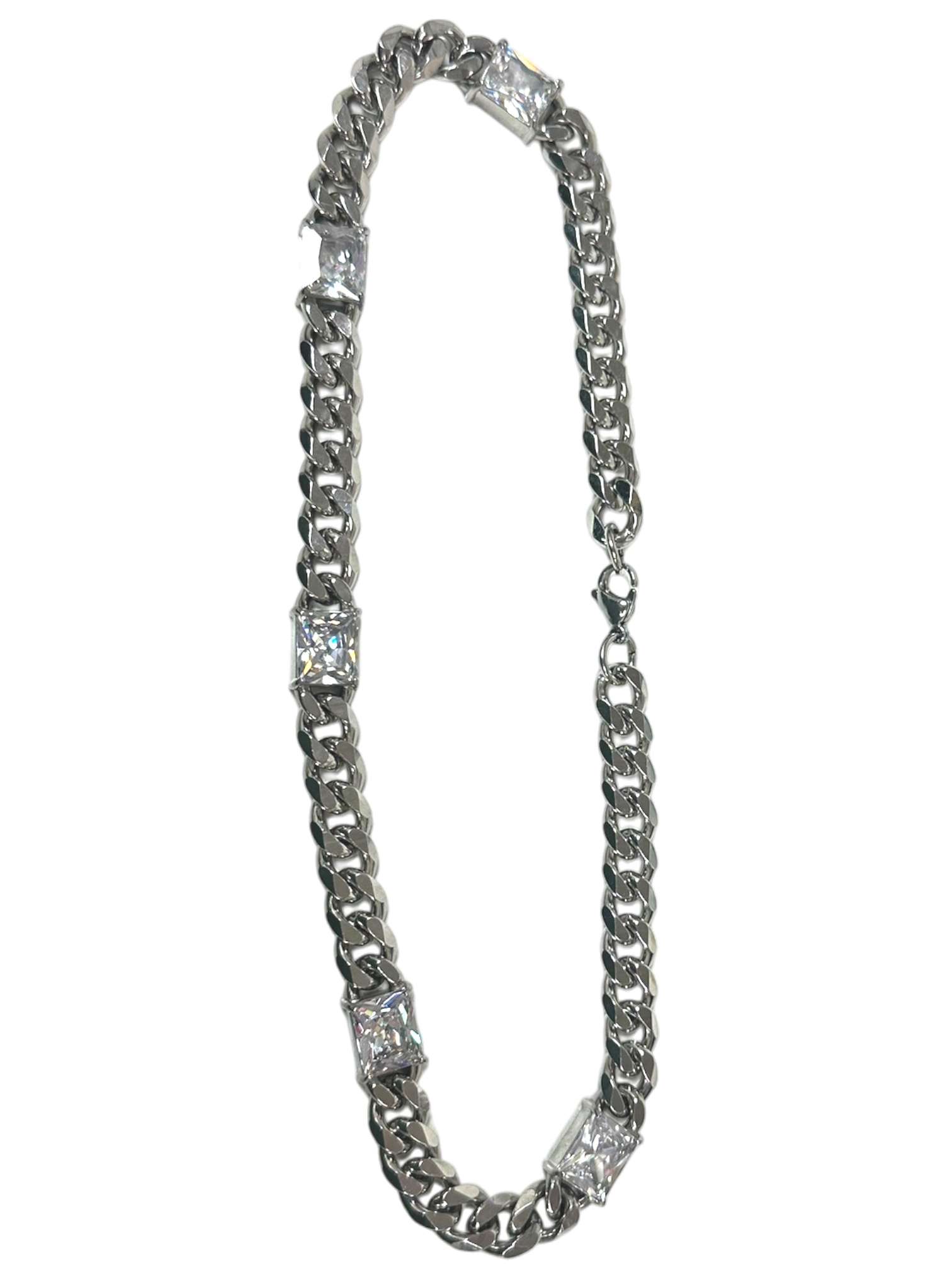 Cuban link necklace with square CZ NC-21WA3941 NC-21WA3942