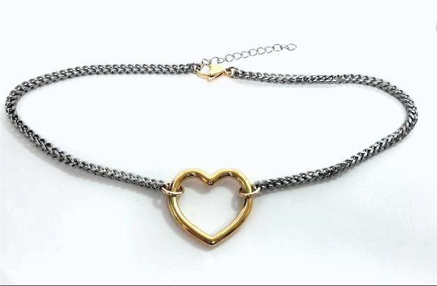Stainless steel chain with gold plated heart loop charm ✦ NC-SJ2022