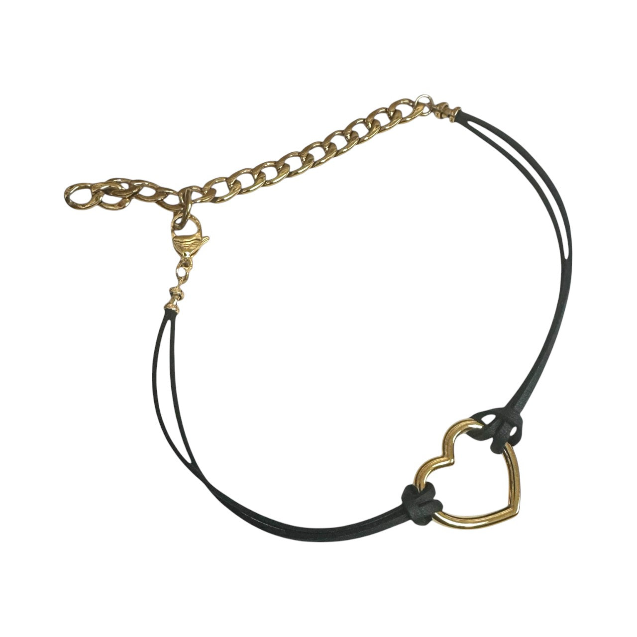 Black leather Choker with Heart charm NC-SJ2026