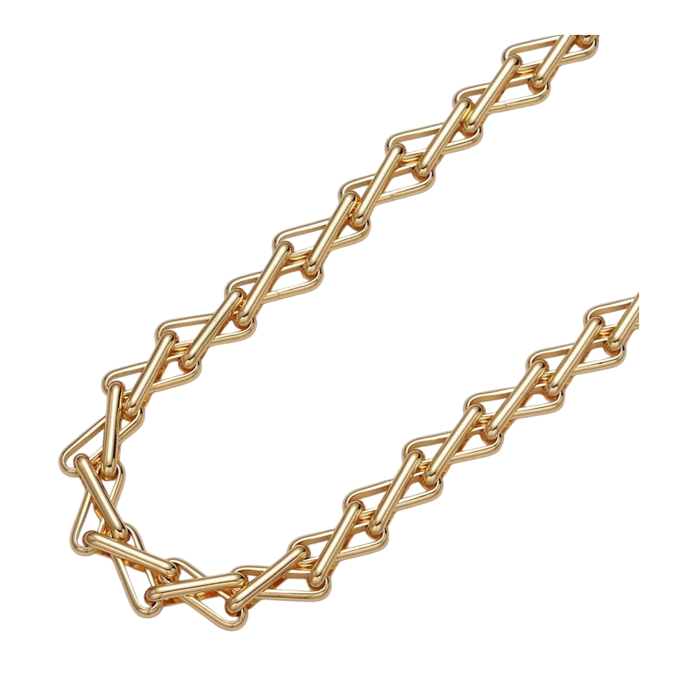 Multiple Oblong Link Geometric chain necklace NC-SJ2127
