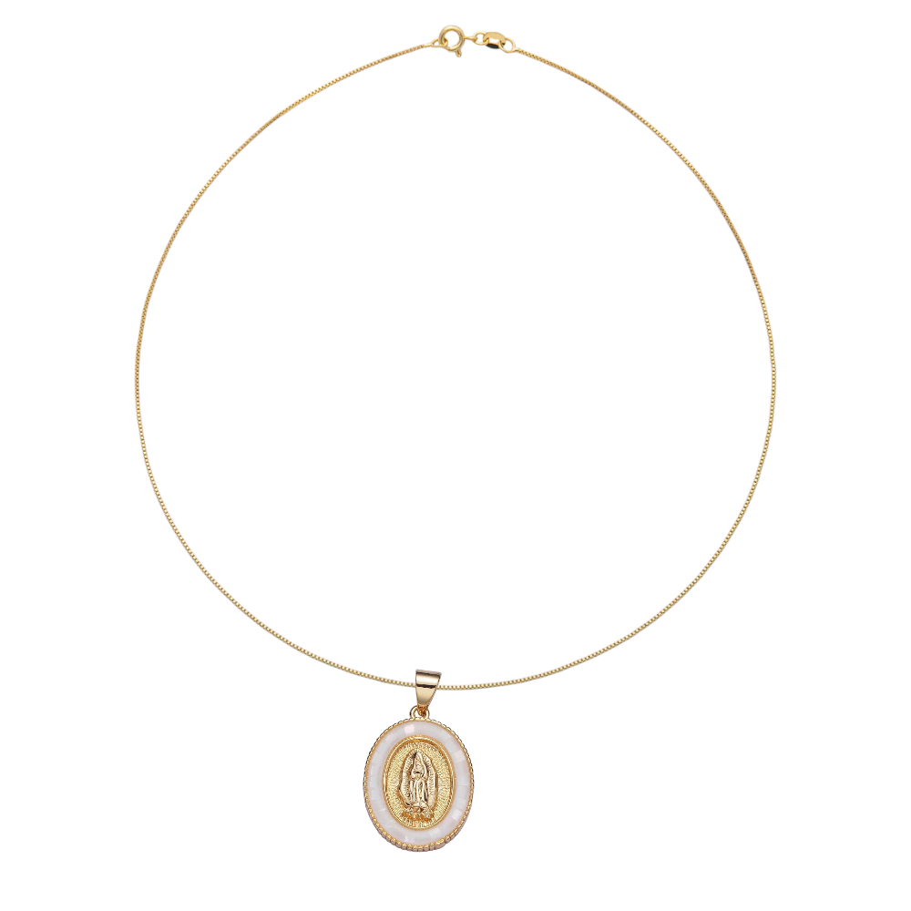 Minimalist Box Chain necklace w/virgin Mary pendant NC-SJ2160