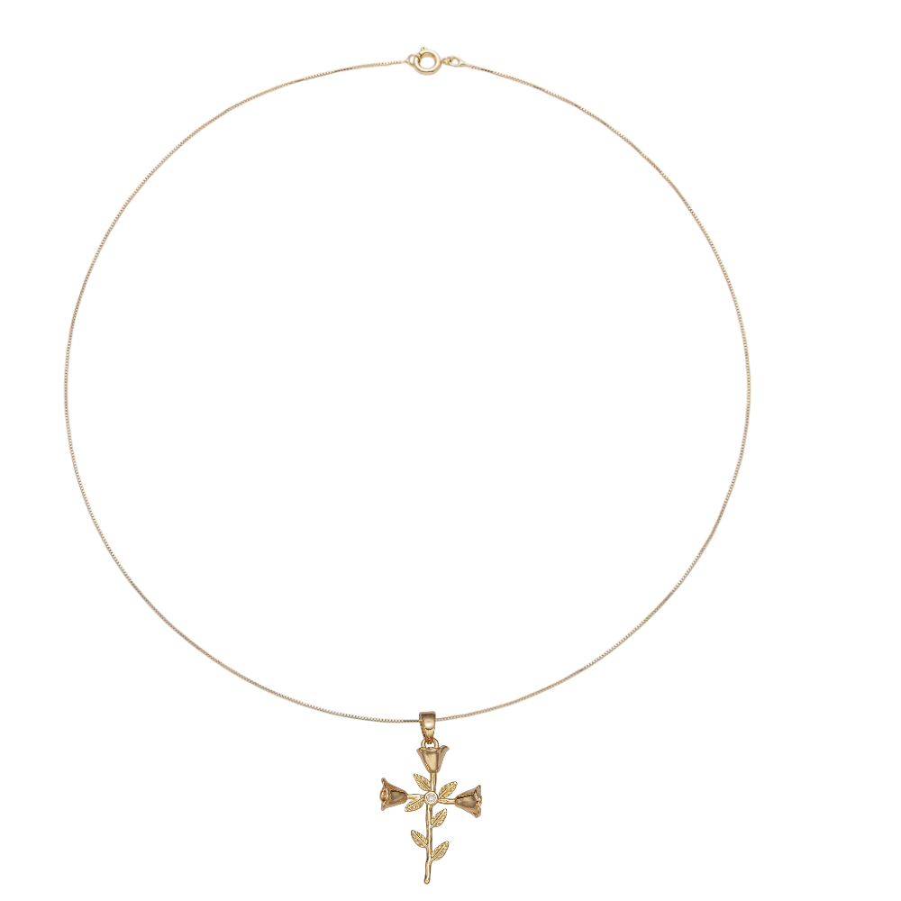 Minimalist Box Chain Necklace and rose cross NC-SJ2167