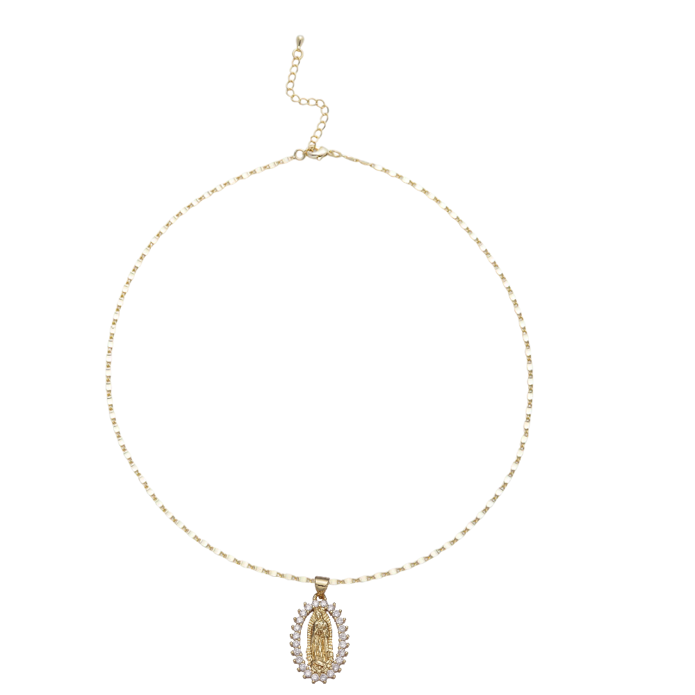 Minimalist Mariner Link necklace with virgin Mary charm NC-SJ2169