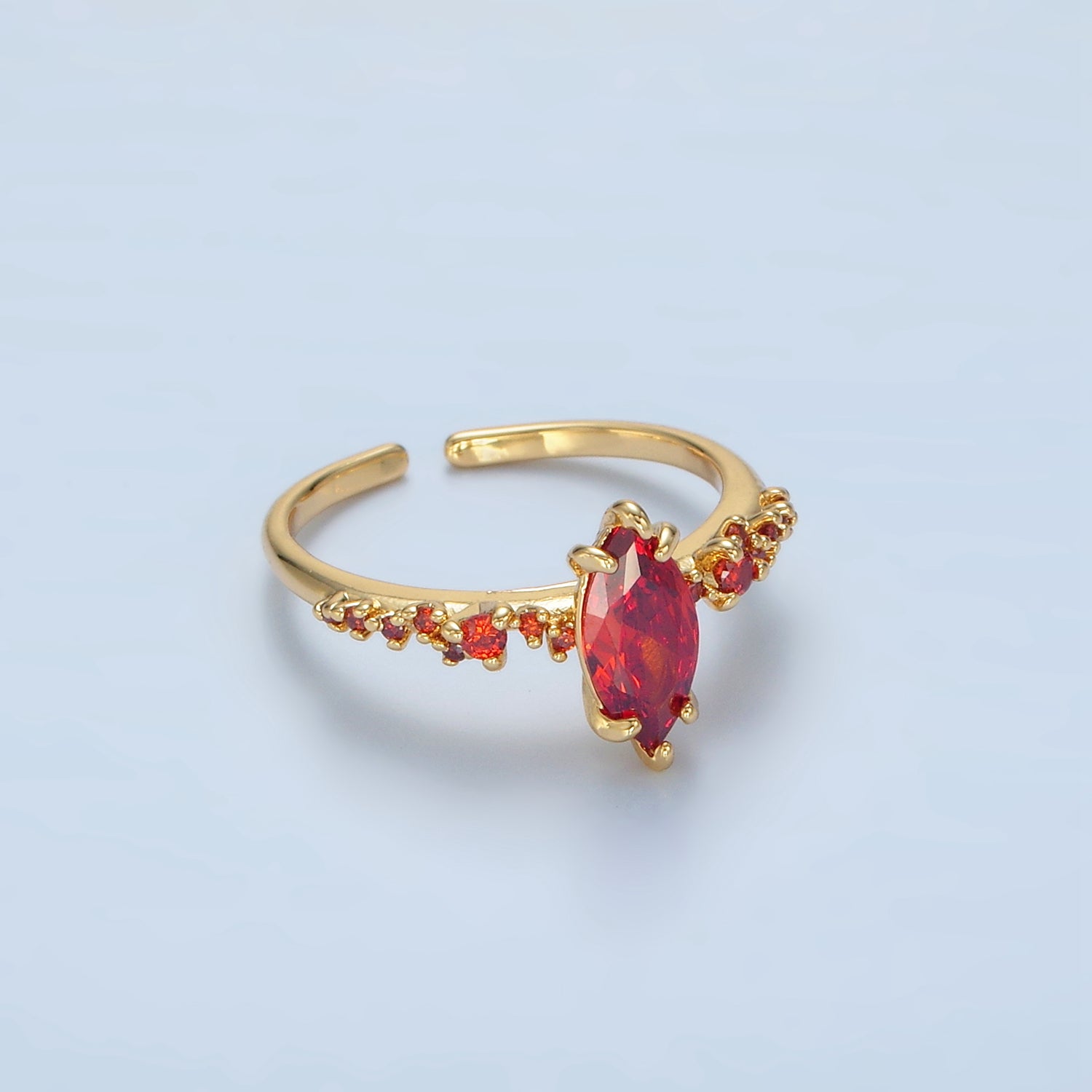 Gold Orange Marquise CZ Solitaire Ring