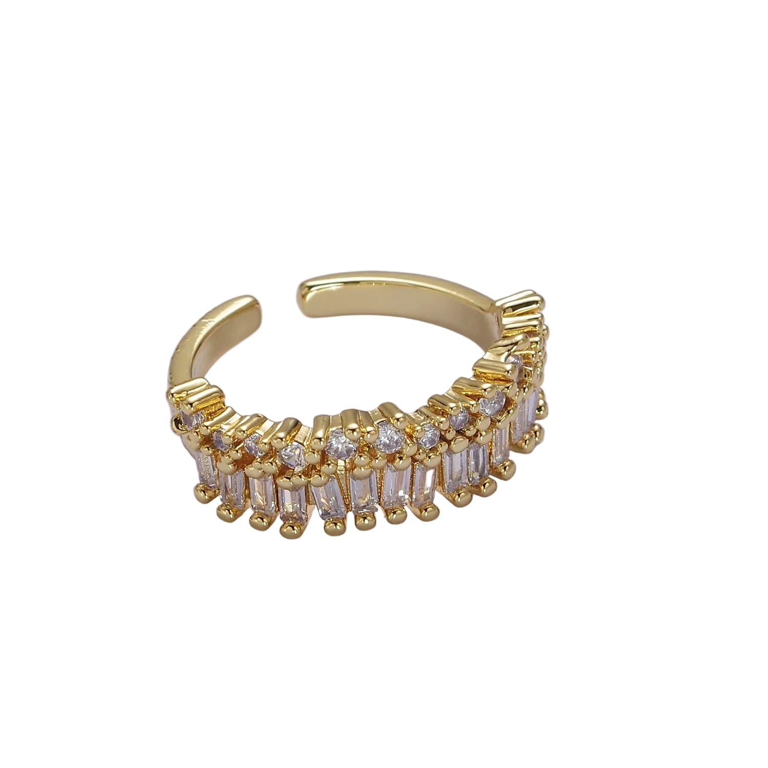 Dainty Baguette gold CZ Adjustable Ring RI-21O2093