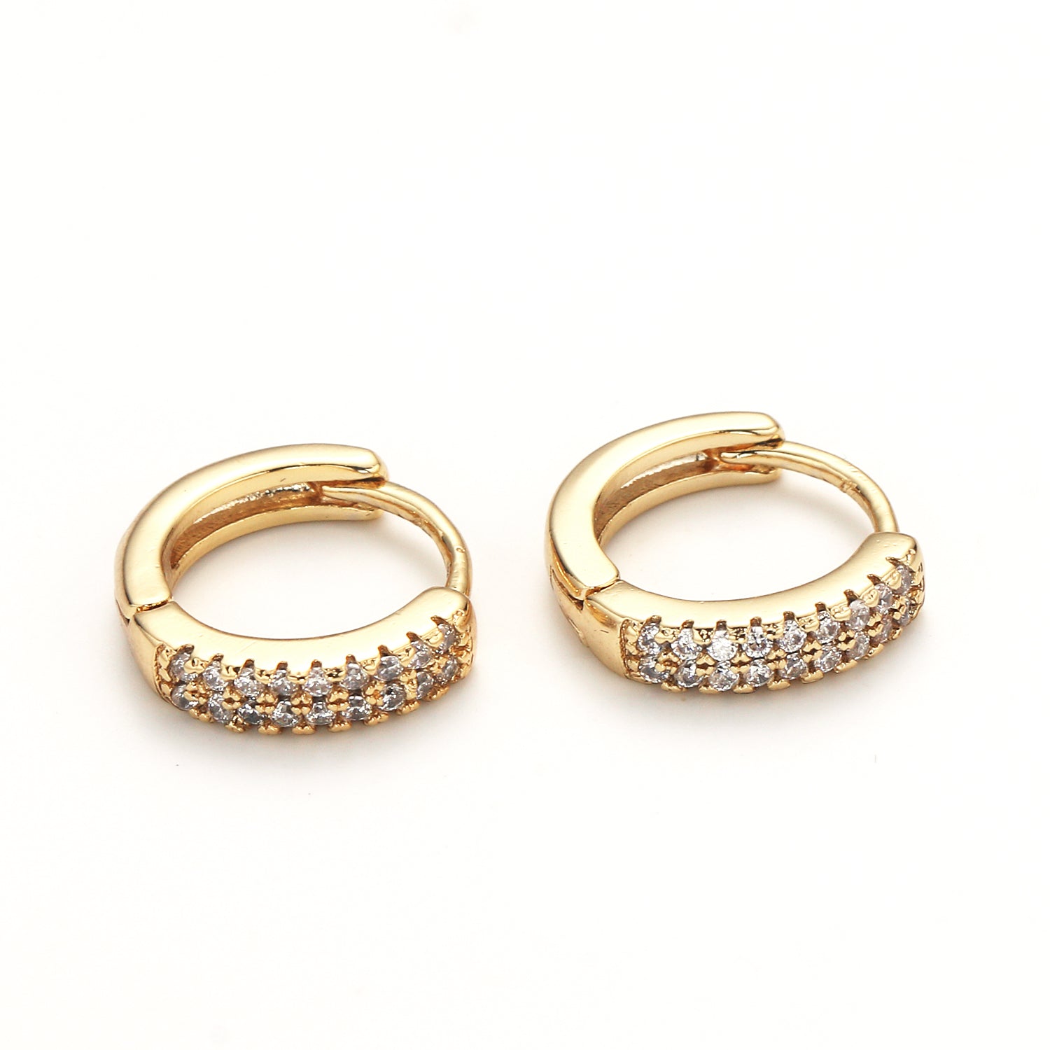 Small Huggie Hoop Earrings Gold Huggie Diamond CZ Silver Tiny Pave Huggie Earrings