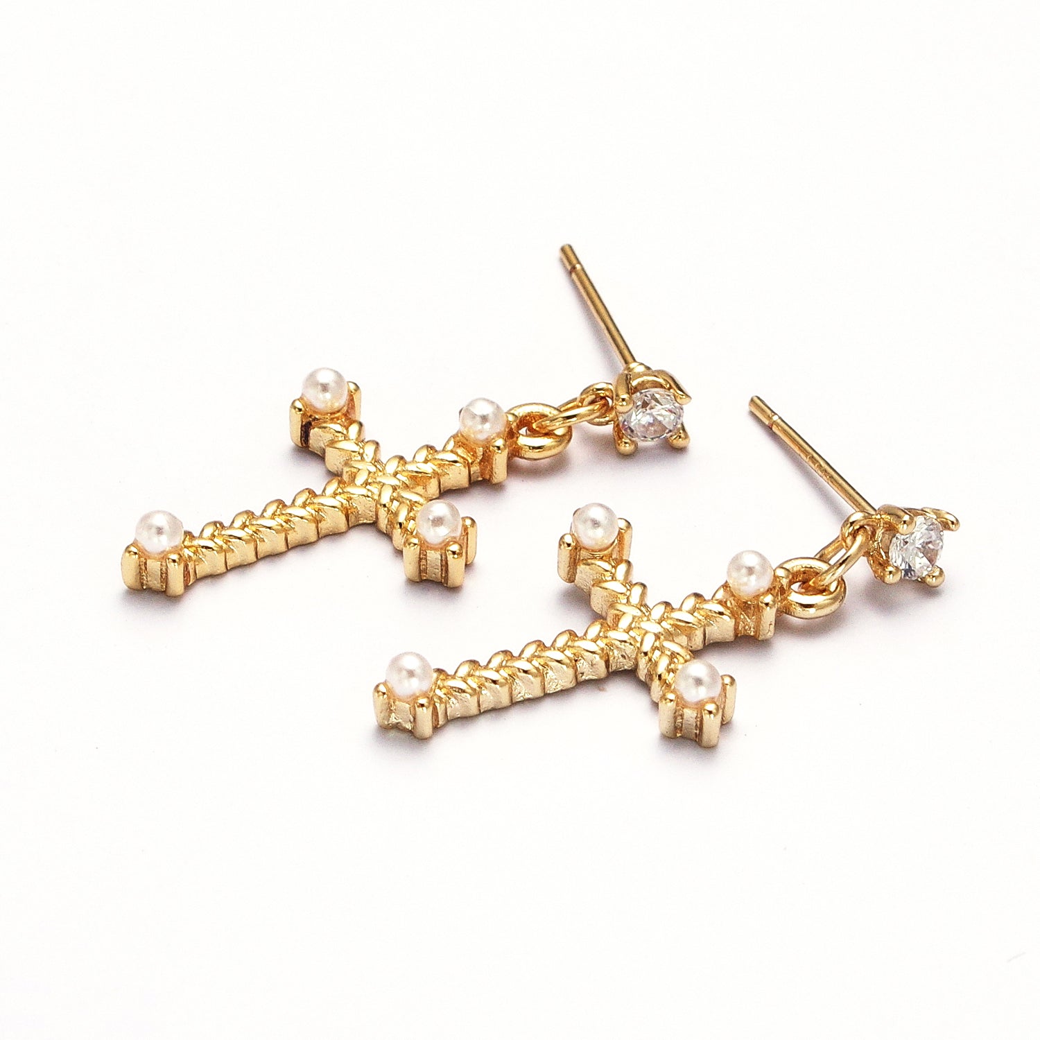 Gold Cross Stud Earring Dangle Cross Earring Charm for Religious Women Jewelry
