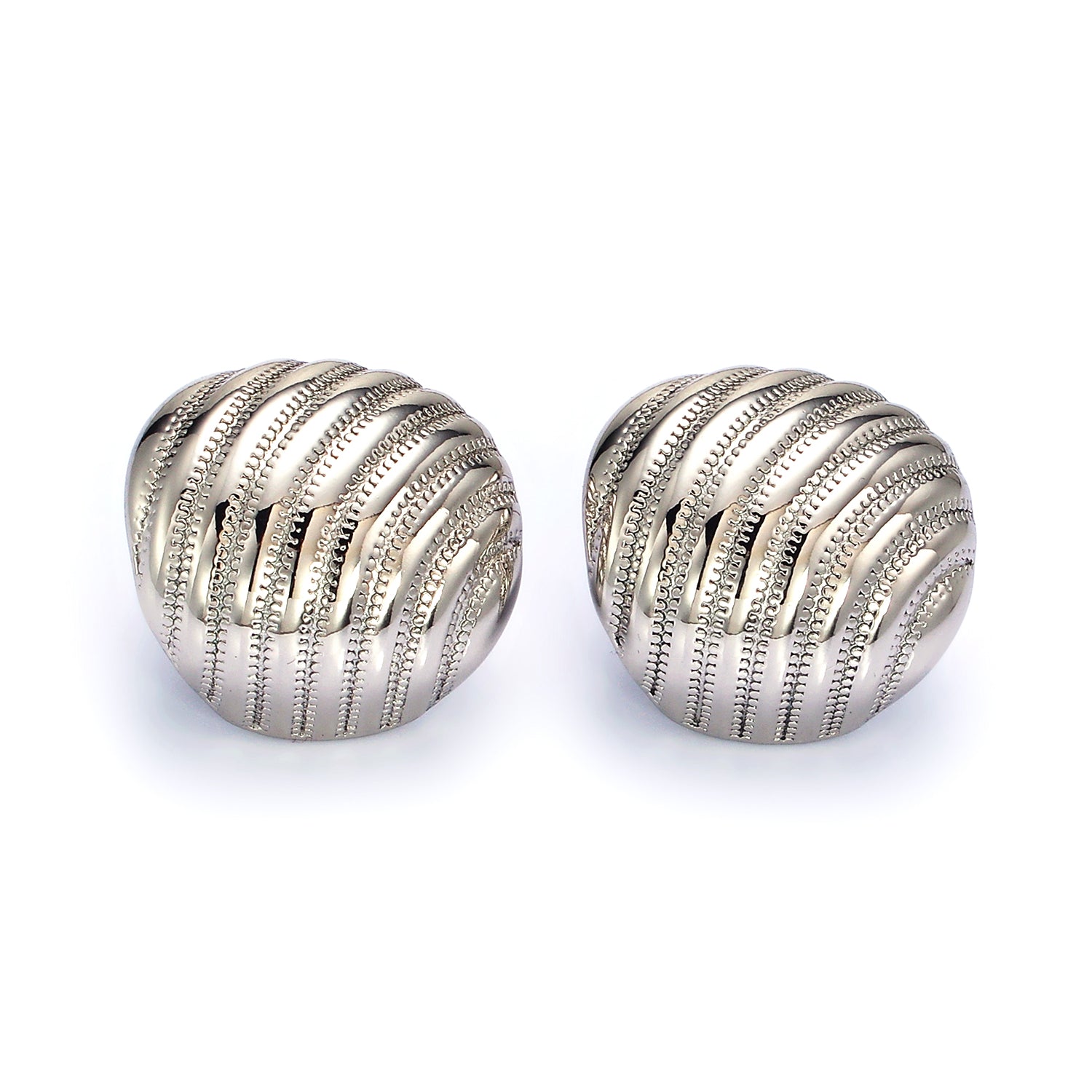 Gold Double Dotted Zipper Dome Stud Earrings in Gold & Silver