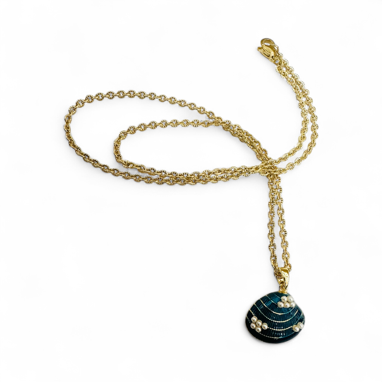Danity Necklace with blue shell Charm 18-inch NC-SJ0476