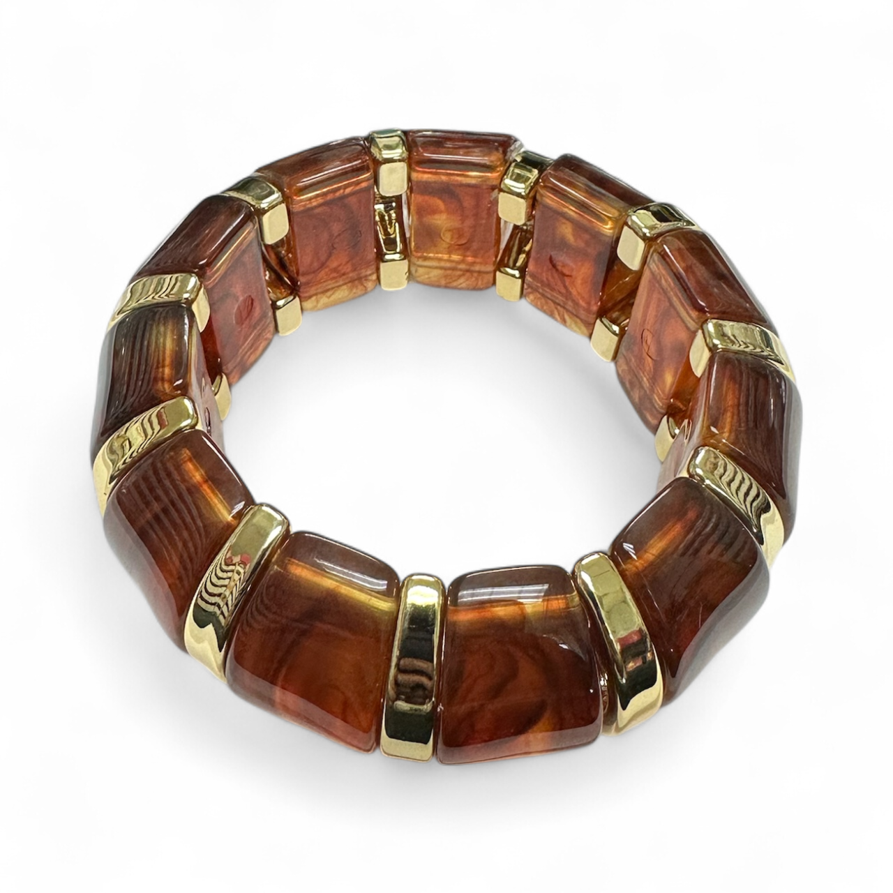Marble effect brown stretch resin bangle bracelet ✦ BR-21WA1497