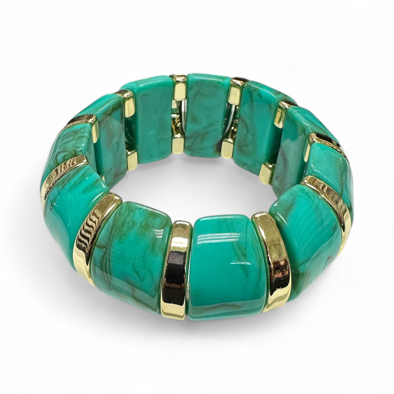Marble effect Aqua stretch resin bangle bracelet ✦ BR-21WA0920