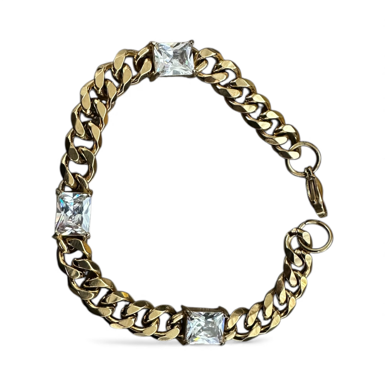 3 CZ Gold Diamond Chain Bracelet BR-2024