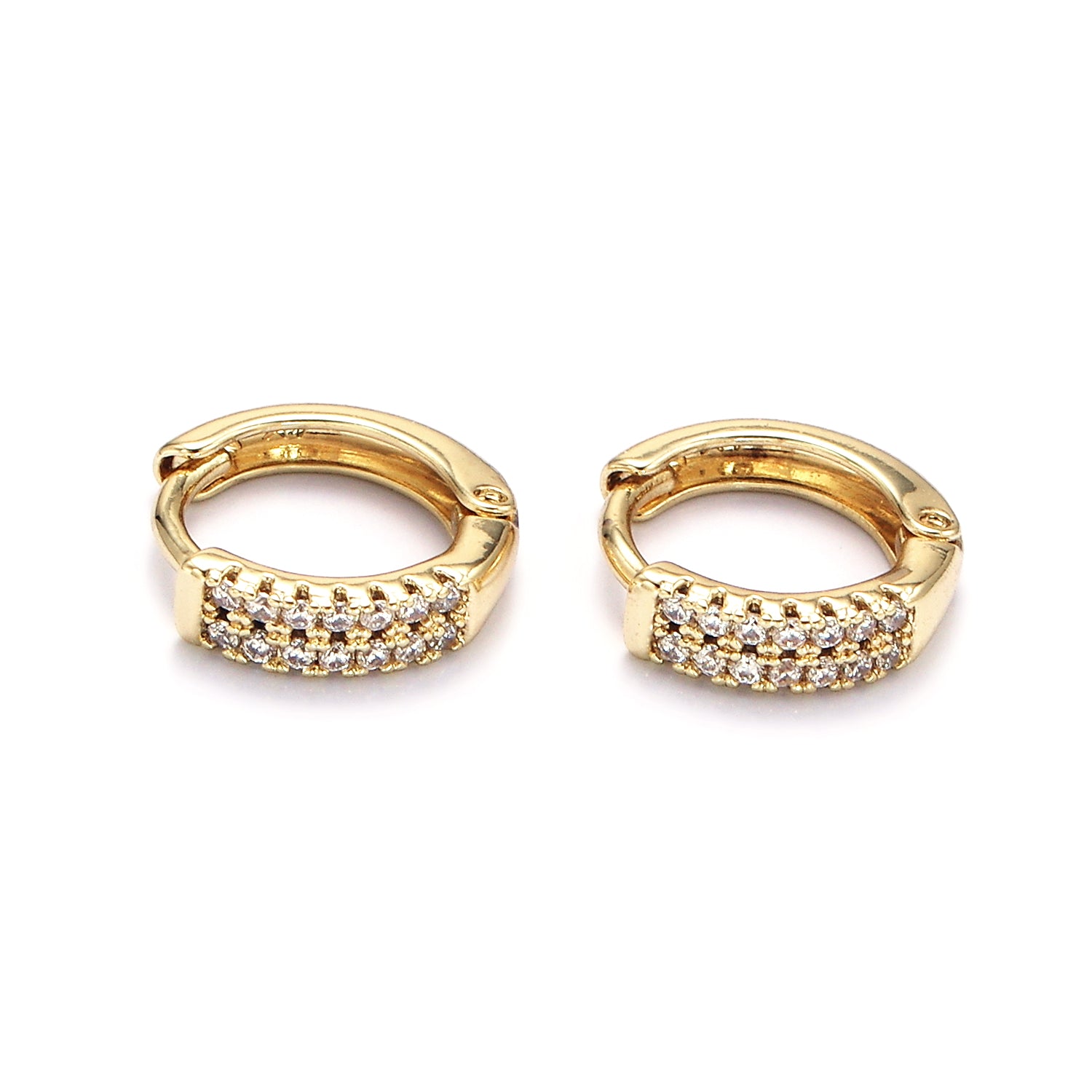 Gold 10mm Double Micro Paved CZ Cartilage Huggie ✦ EA-21Q084
