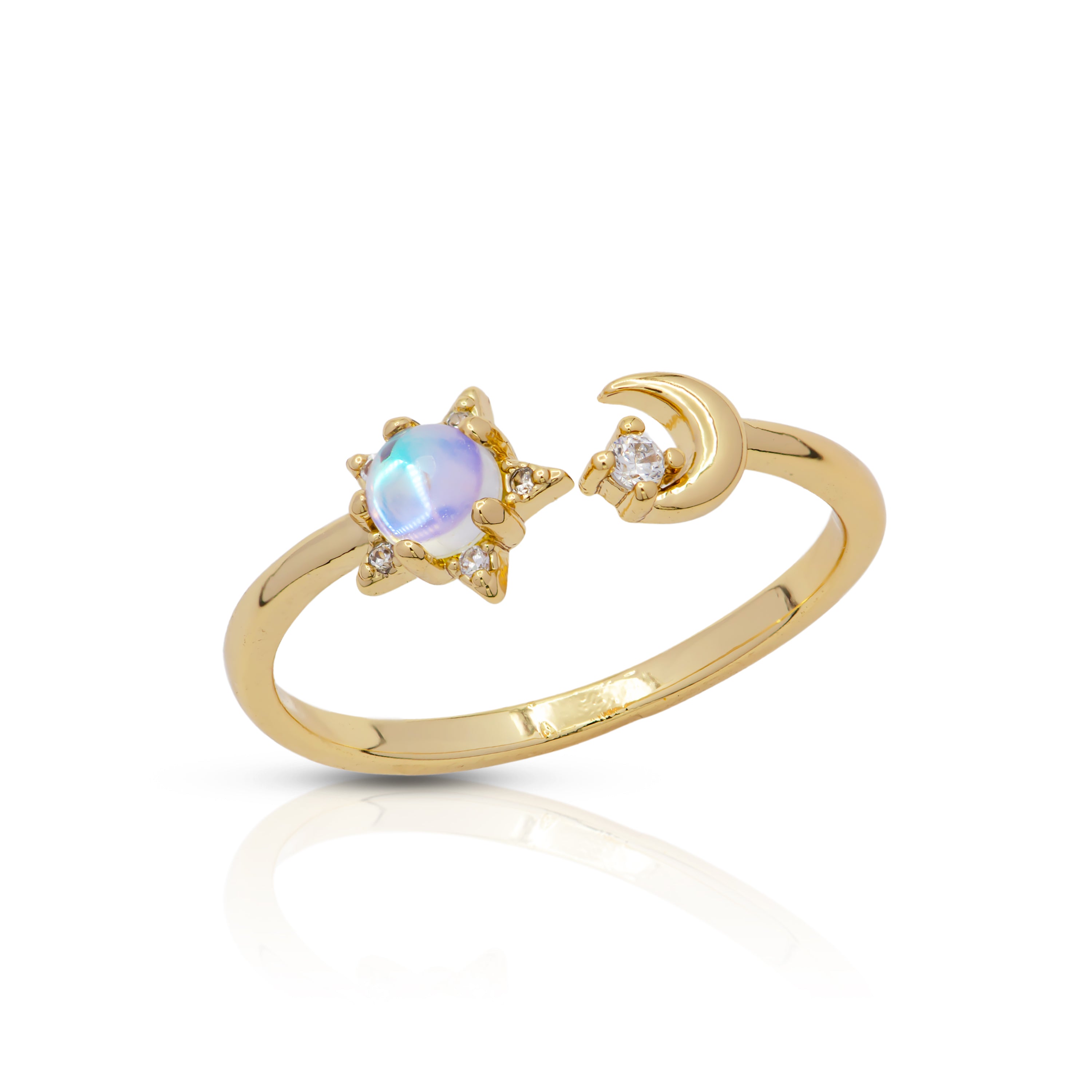 Crescent Moon open band Adjustable Ring RI-21R087