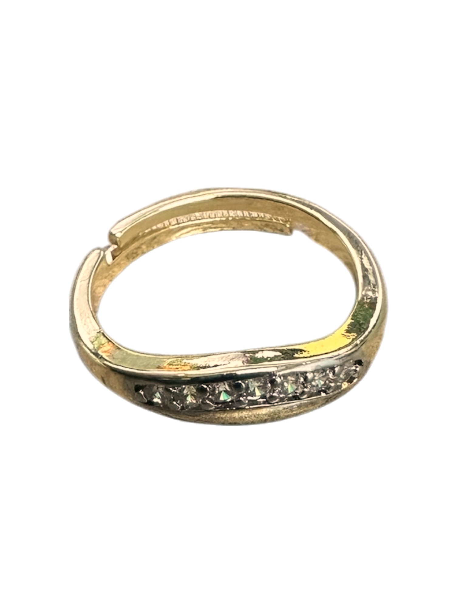 Mixed Metal Micro Paved CZ Dainty CZ Thin Band Ring RI-21O140