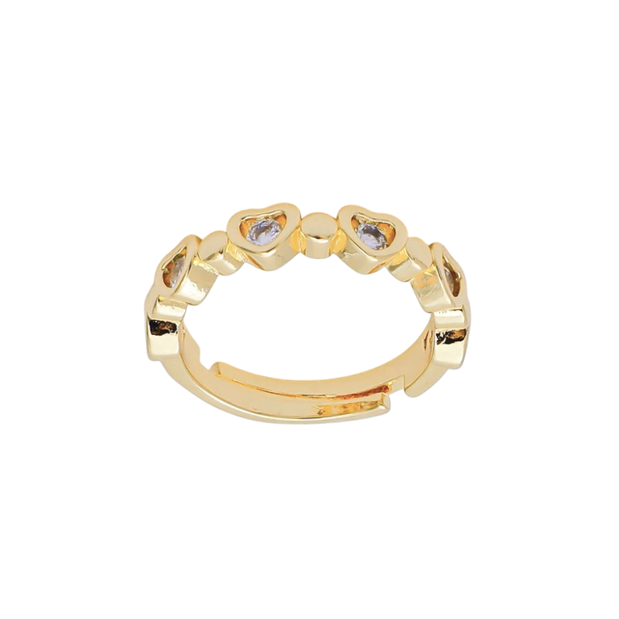 Micro Paved CZ Half-Circle Heart Ring RI-21O1454