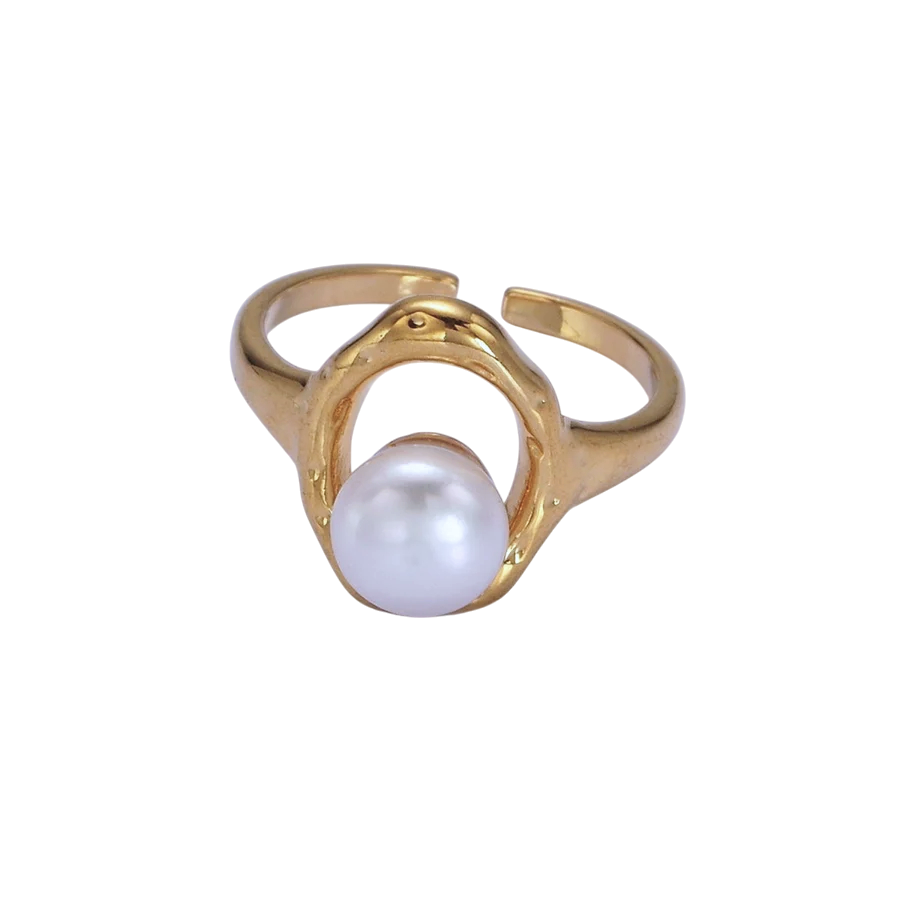 White shell Pearl Open Oblong Ring RI-21O1872