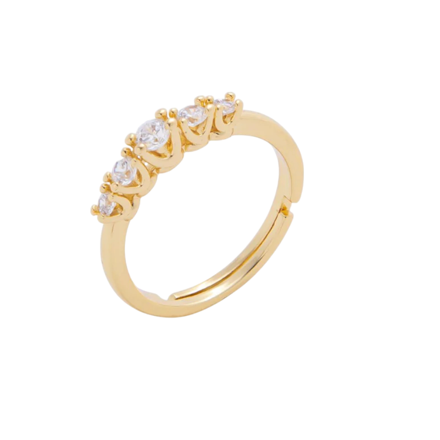 Dainty 5 Round CZ Cluster Solitaire Ring RI-21O2158