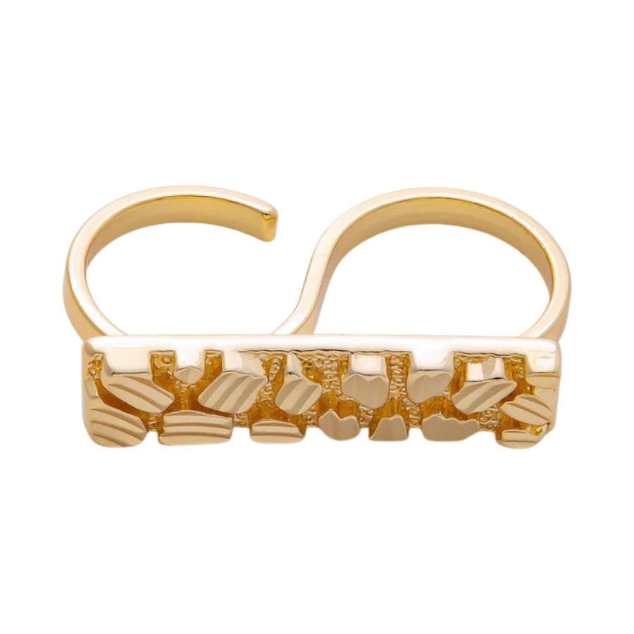 Geometric Edged Band Two-Finger Ring RI-21O749