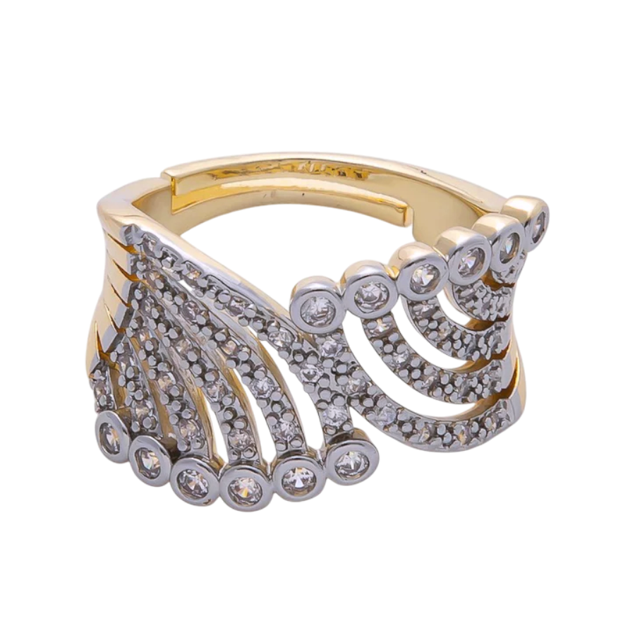 Mixed Metal Micro Paved CZ Bezel Wrap Ring RI-21O752
