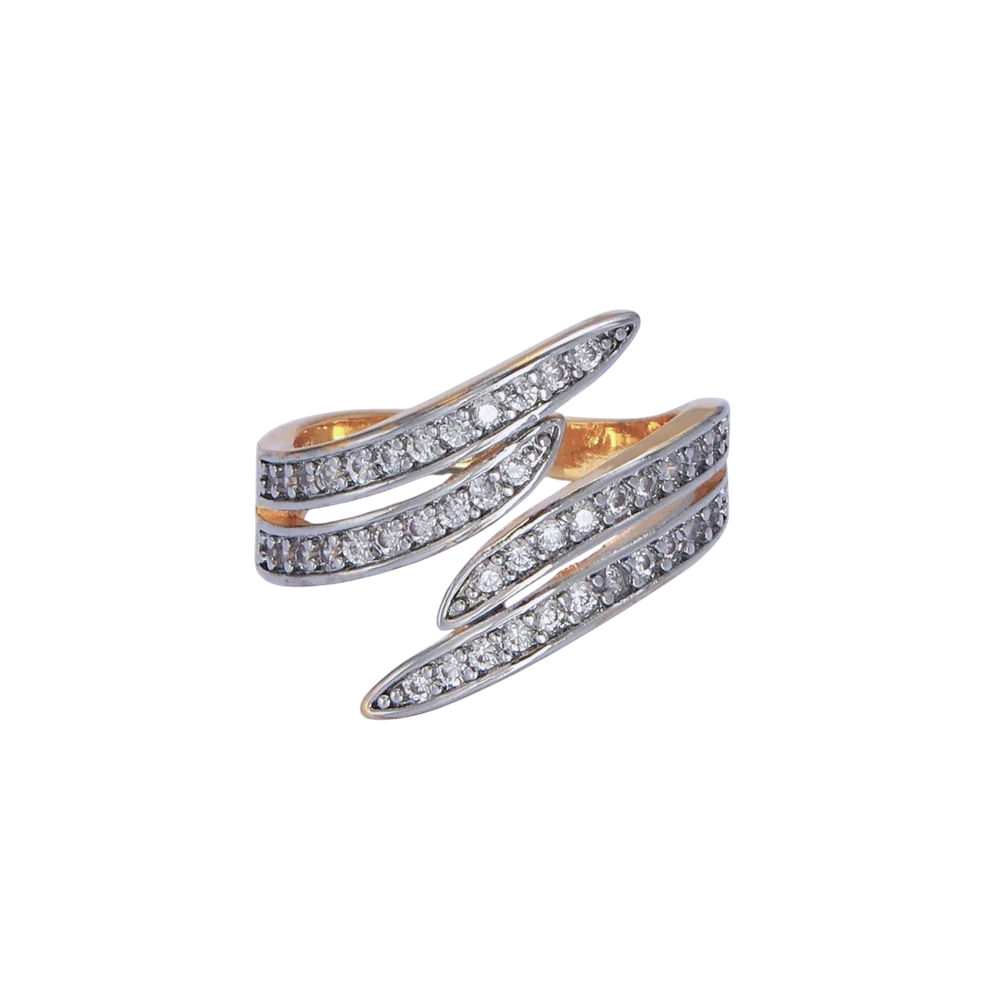 Micro Paved CZ Multiple Band Wrap Mixed Metal Ring RI-21OA1420
