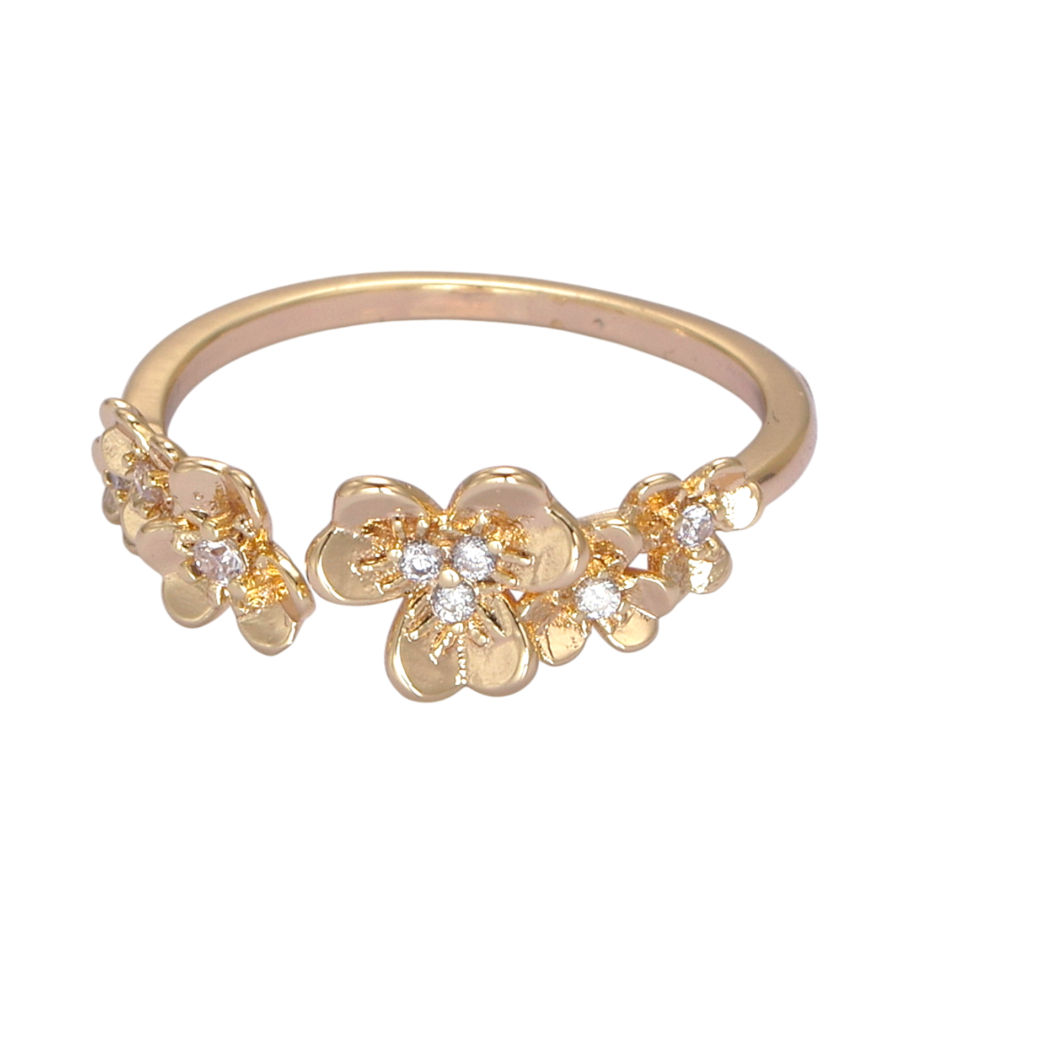 Dainty Daisy Gold Open Adjustable Flower Ring RI-21U495