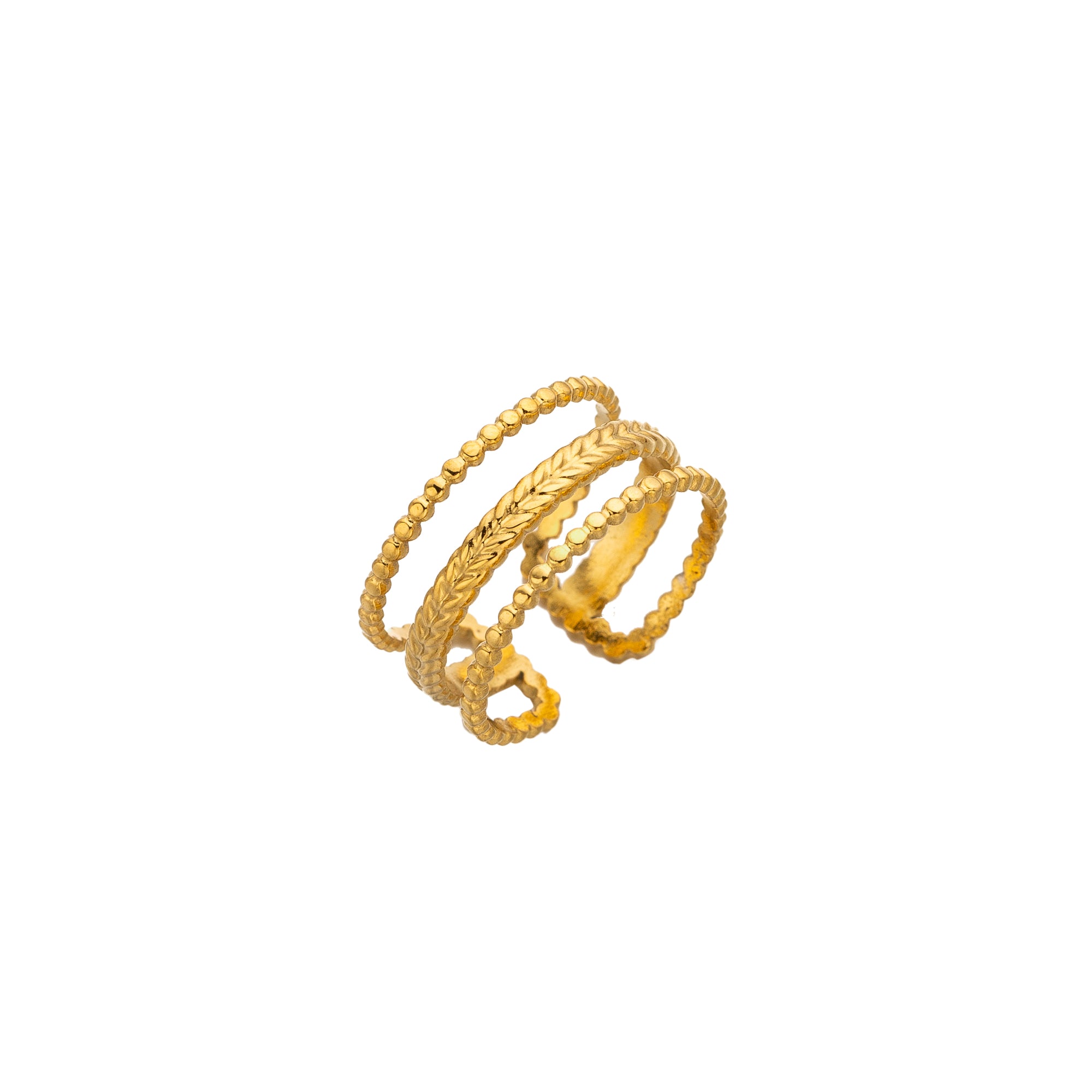 Gold Stacked Stainless Steel Minimalist Adjustable Ring-00001