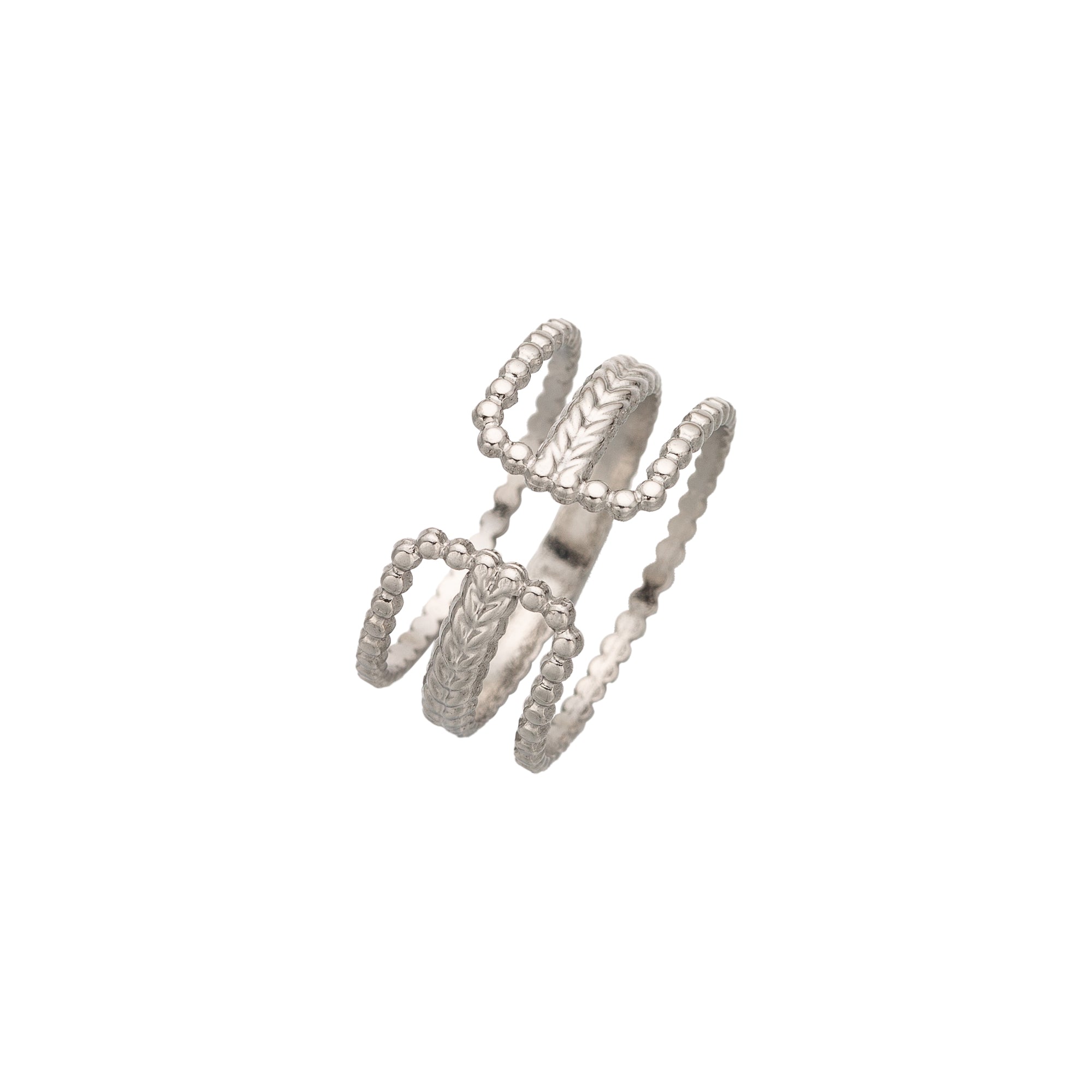 Silver Stacked Stainless Steel Minimalist Adjustable Ring-00002